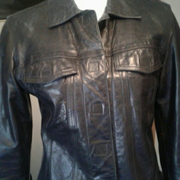 GAP black leather jacket - Picture 2 of 5